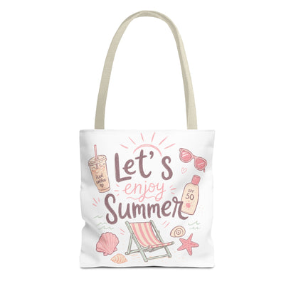 Let's Enjoy Summer Tote Bag — Beach Chair & Seashell Graphic