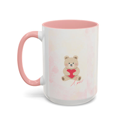 Pink Teddy Bear Heart Accent Coffee Mug (11/15oz)