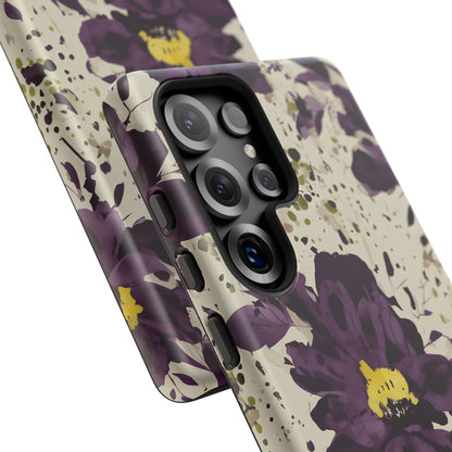 Royral Purple Watercolor Floral Phone Case — Seamless Pastel Flower Protective Design Cover