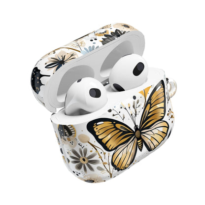 Gold & black Butterfly Floral AirPod Case — Decorative Charging Case