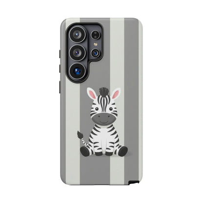 Baby Zebra Phone Case — Soft Grey Striped Protective Design Cover