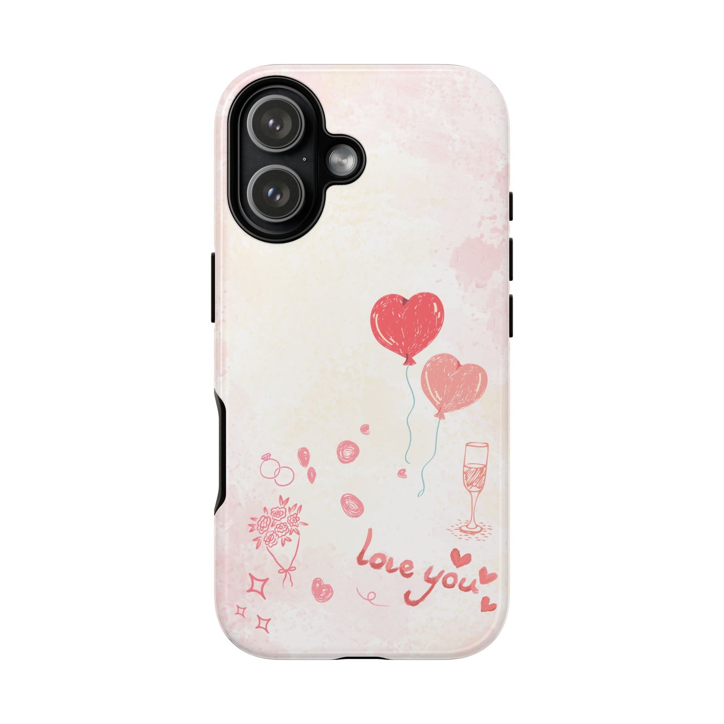 Valentine Heart Balloons Phone Case — "Love You" Romantic Protective Design Cover