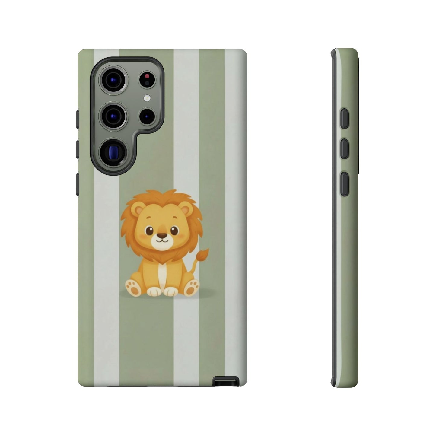 Baby Lion Phone Case — Olive green Striped Protective Design Cover