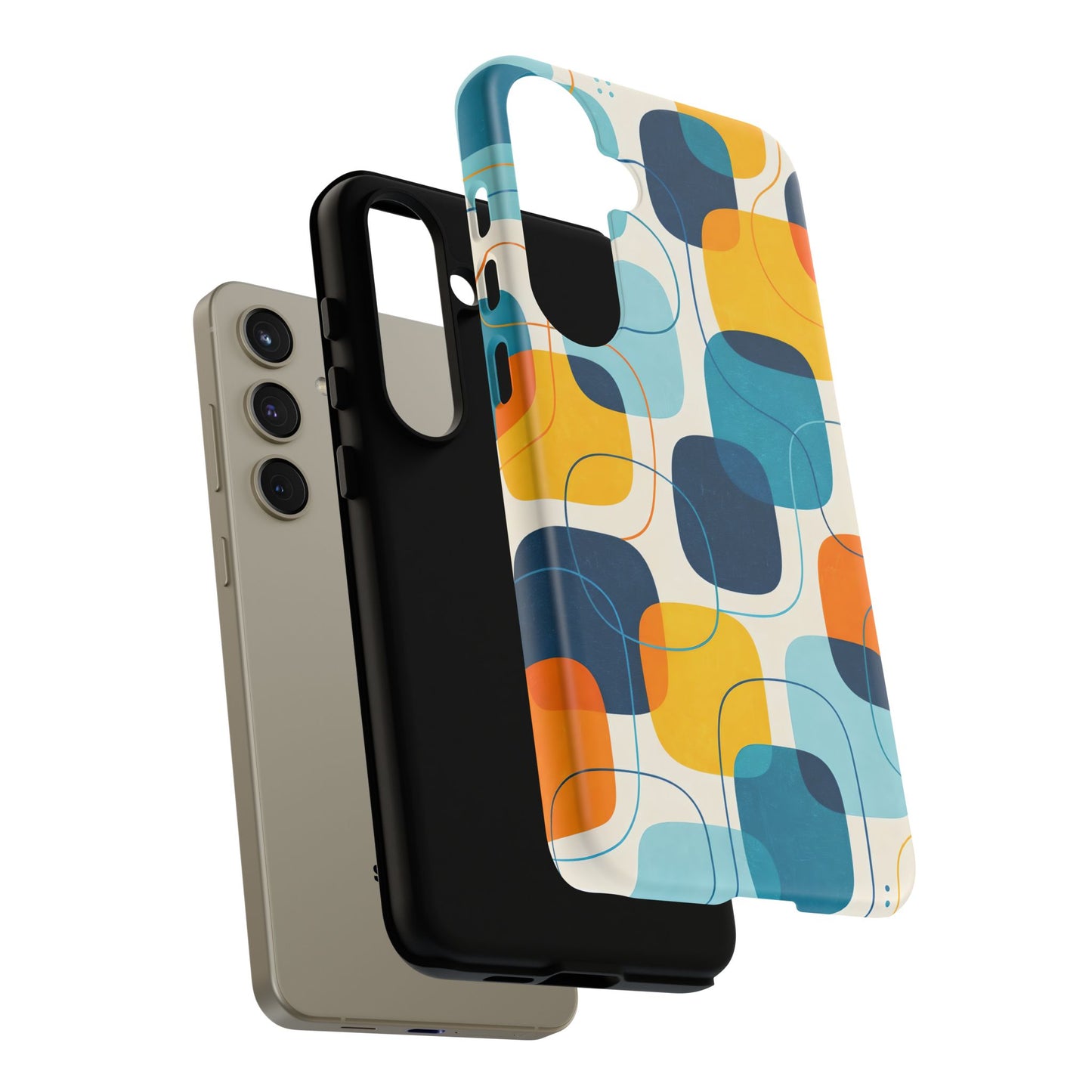 Mid-Centry Modern Retro Ocean tone Protective Phone Case - Tough Design Cover