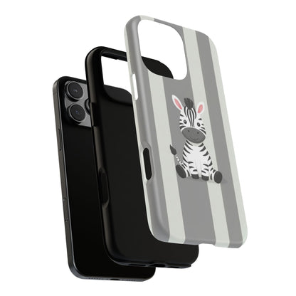 Baby Zebra Phone Case — Soft Grey Striped Protective Design Cover