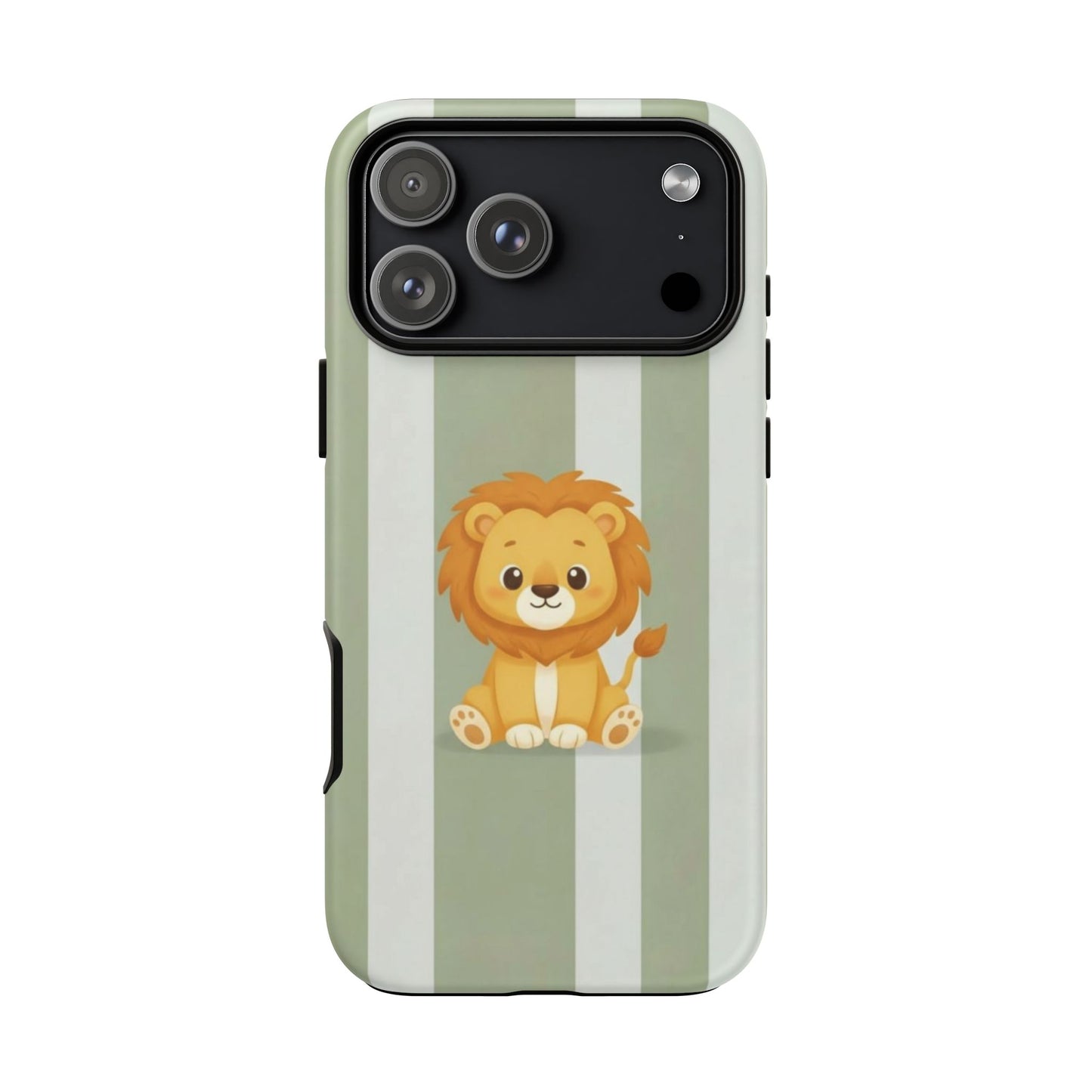 Baby Lion Phone Case — Olive green Striped Protective Design Cover
