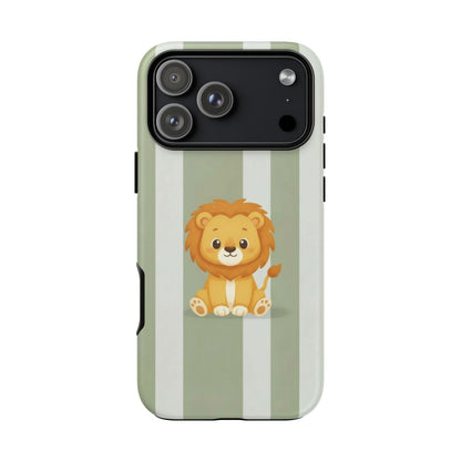 Baby Lion Phone Case — Olive green Striped Protective Design Cover