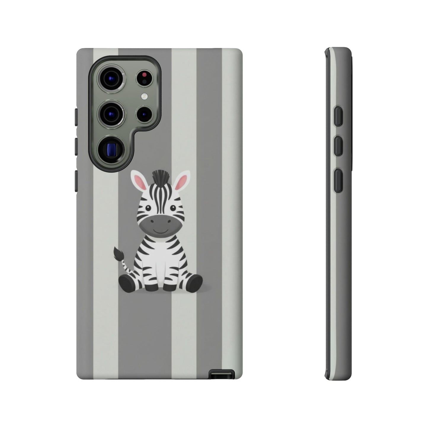 Baby Zebra Phone Case — Soft Grey Striped Protective Design Cover