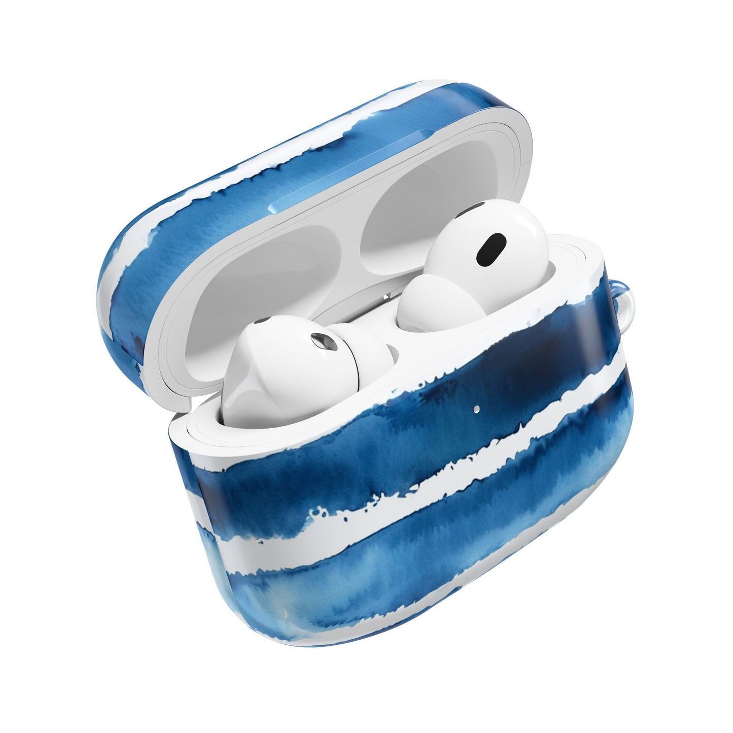 Blue Watercolor Stripe AirPod Case — Coastal Wave Protective Cover
