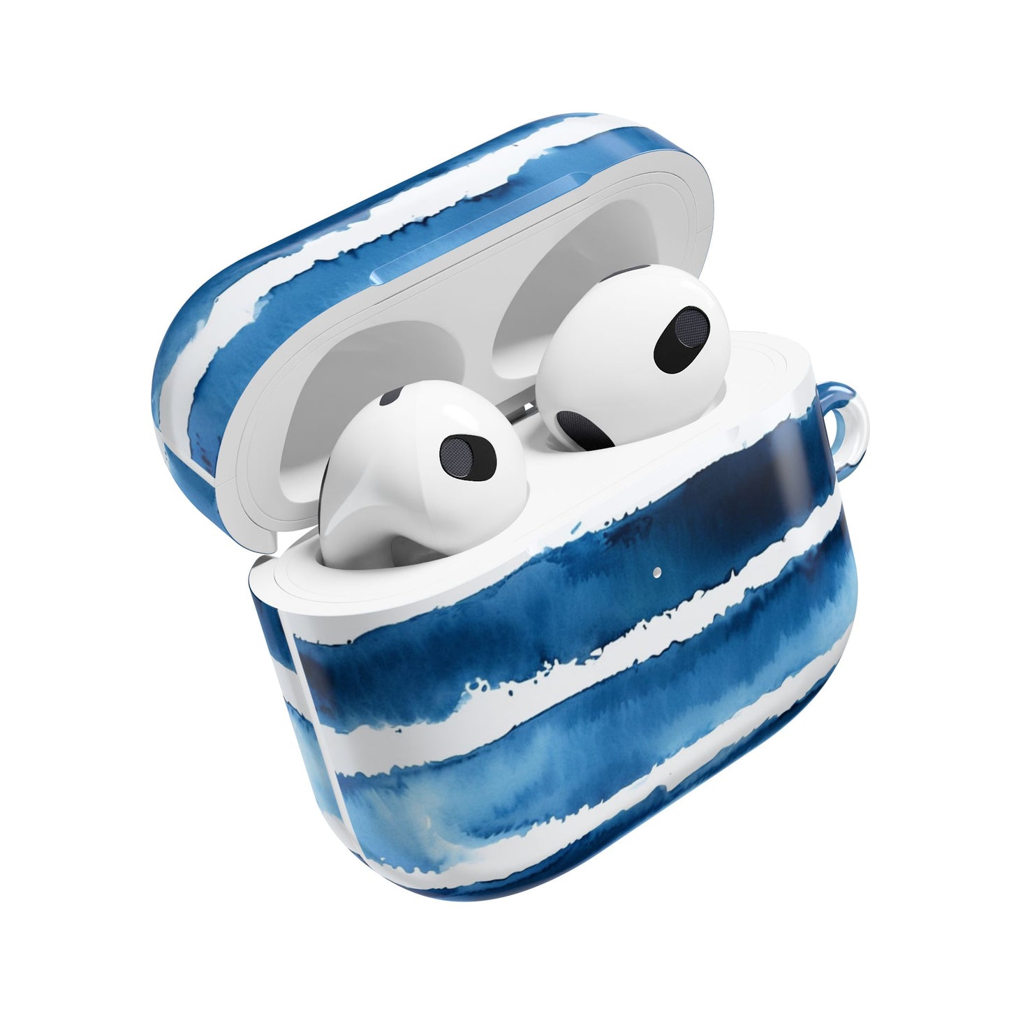 Blue Watercolor Stripe AirPod Case — Coastal Wave Protective Cover