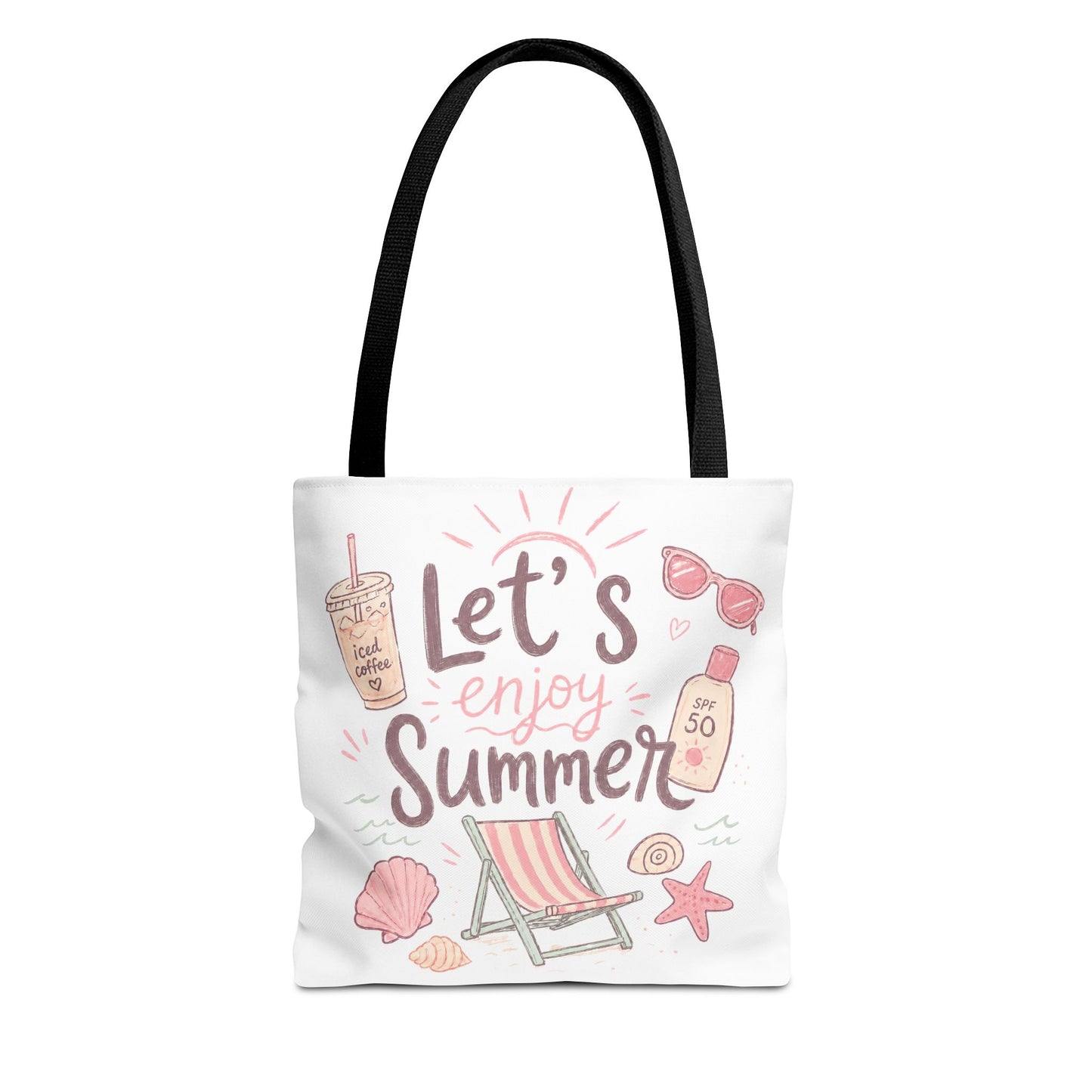Let's Enjoy Summer Tote Bag — Beach Chair & Seashell Graphic
