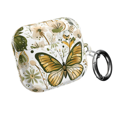 Olive Green Butterfly Floral AirPod Case — Decorative Charging Case