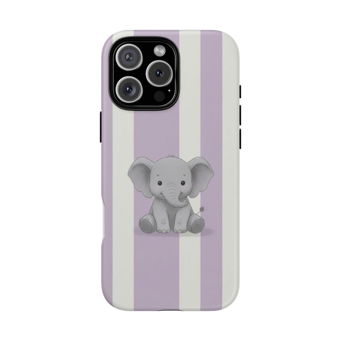 Baby Elephant Phone Case — Soft Purple Striped Protective Design Cover