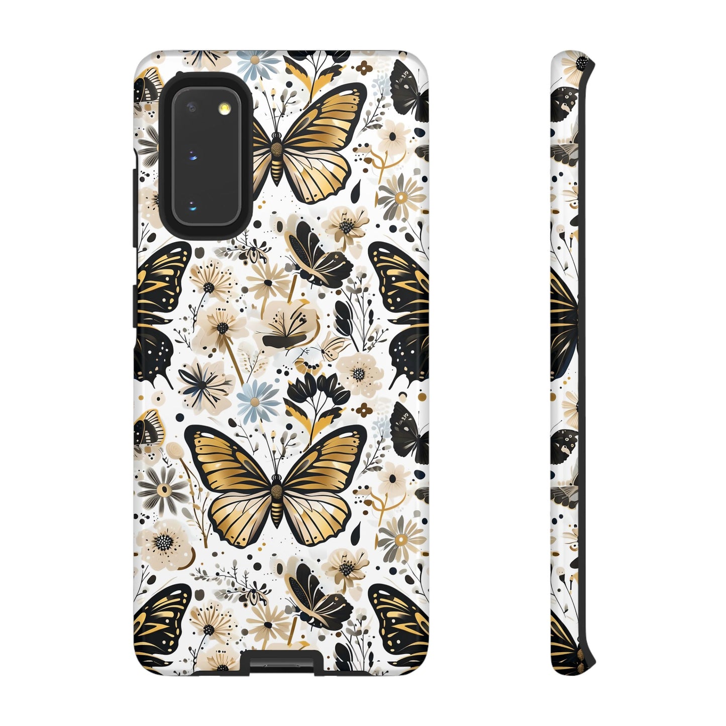 Black & Gold Butterfly Floral Phone Case - Seamless Pattern Design Cover