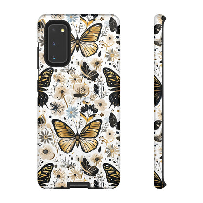 Black & Gold Butterfly Floral Phone Case - Seamless Pattern Design Cover