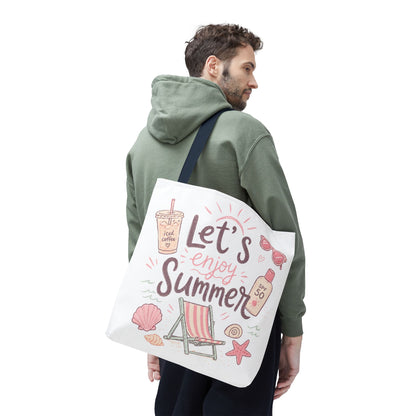 Let's Enjoy Summer Tote Bag — Beach Chair & Seashell Graphic