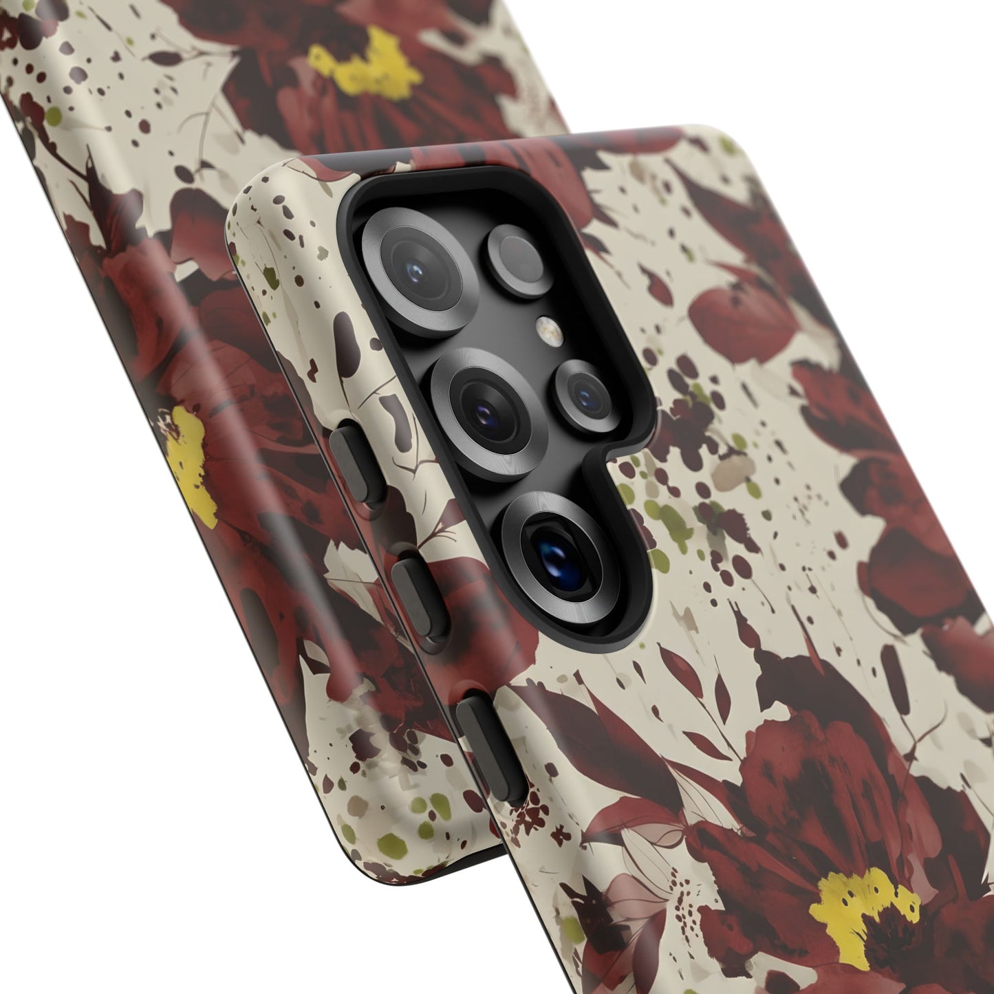 Royral Red Watercolor Floral Phone Case — Seamless Pastel Flower Protective Design Cover