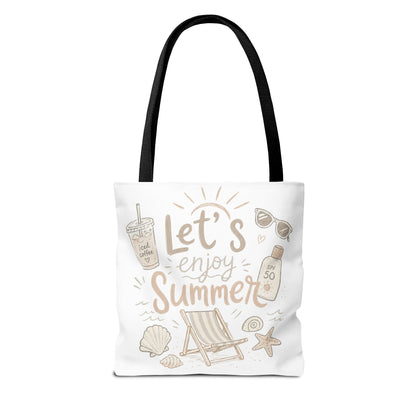 Let's Enjoy Summer Tote Bag — Beach Chair & Seashell Graphic