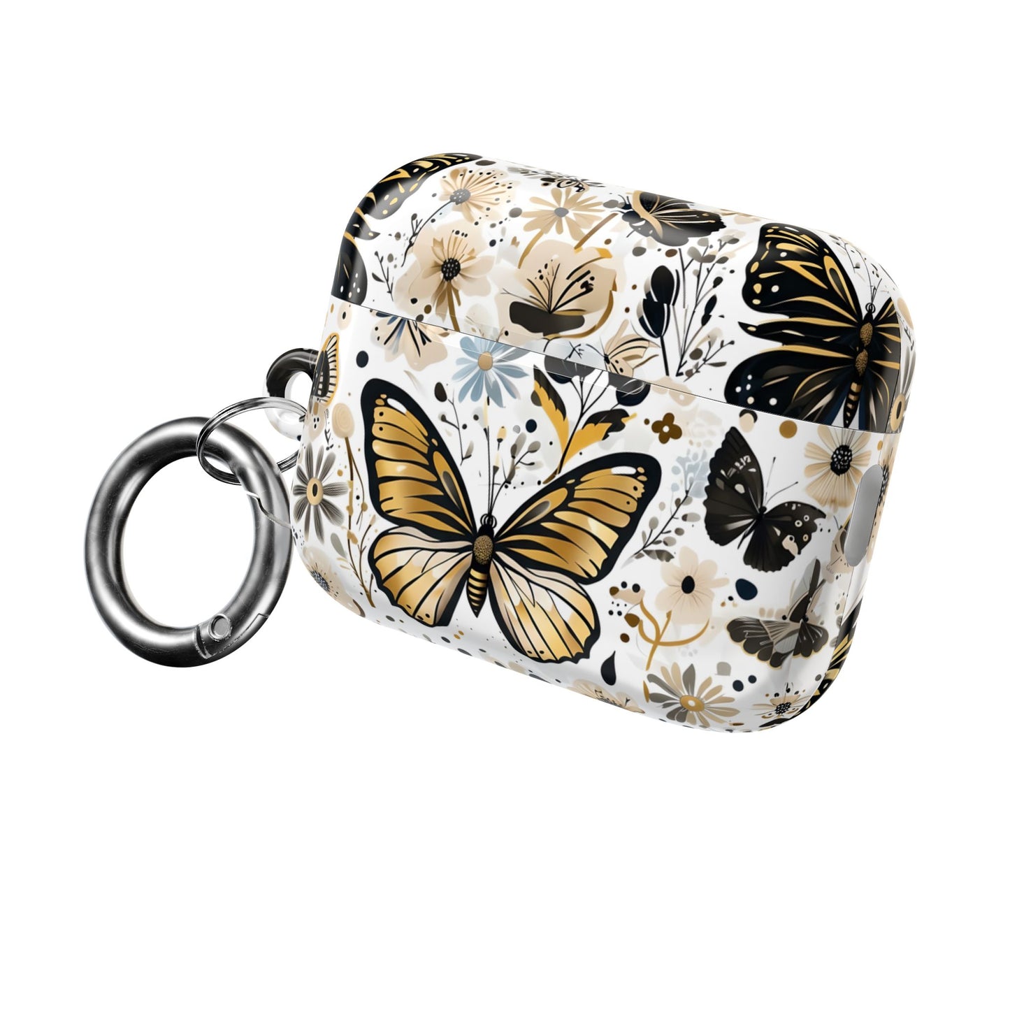 Gold & black Butterfly Floral AirPod Case — Decorative Charging Case