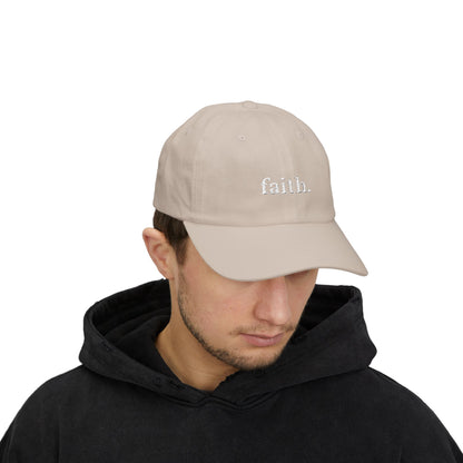 Faith Dad Cap — 'faith.' Front with Heb 11:1 Back Embroidered Baseball Hat
