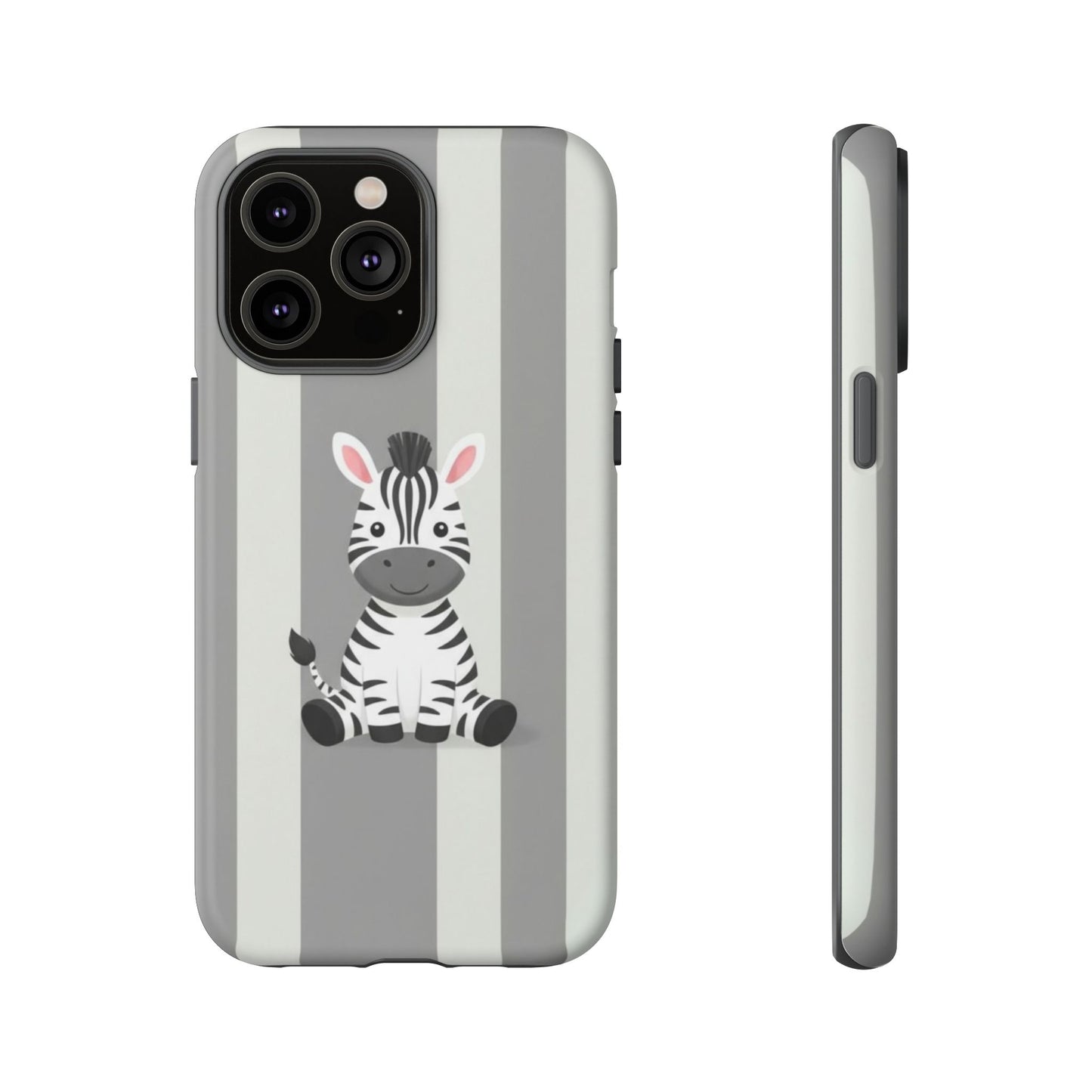 Baby Zebra Phone Case — Soft Grey Striped Protective Design Cover