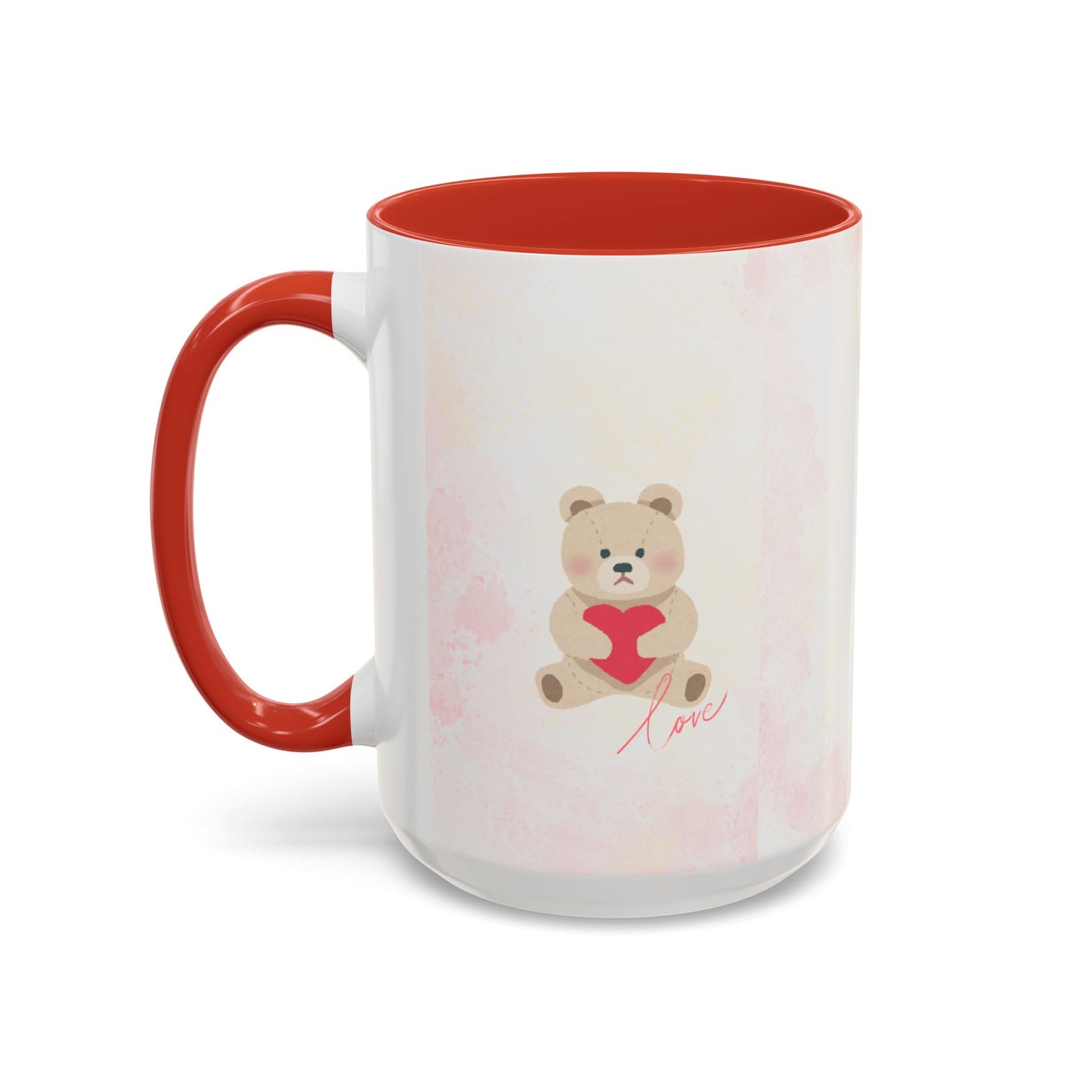 Pink Teddy Bear Heart Accent Coffee Mug (11/15oz)