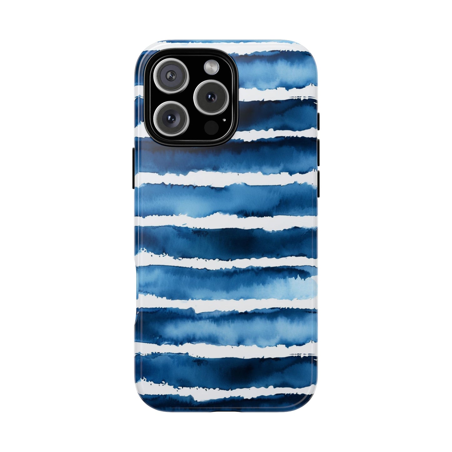 Blue & White Watercolor Stripe Tough Case