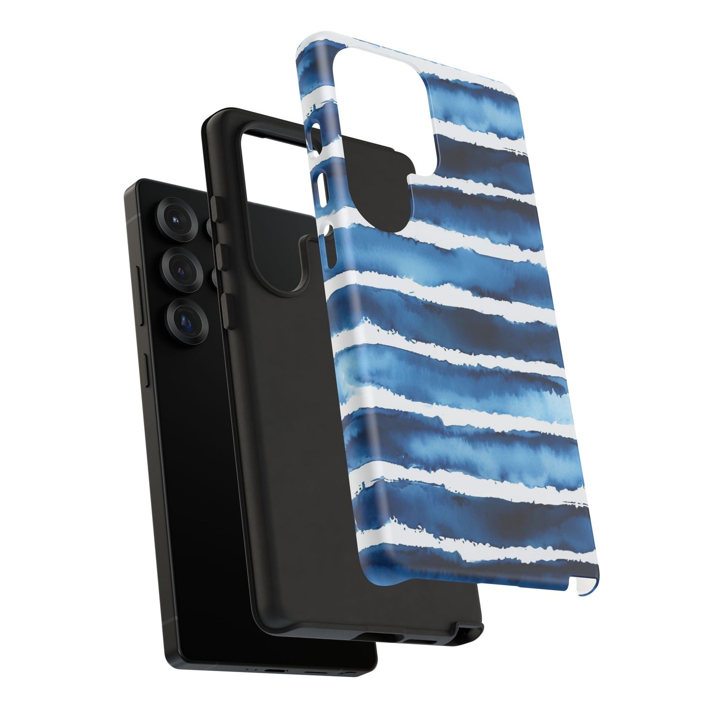 Blue & White Watercolor Stripe Tough Case