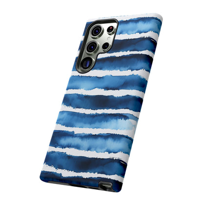 Blue & White Watercolor Stripe Tough Case