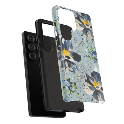 Blue Watercolor Floral Phone Case — Seamless Pastel Flower Protective Design Cover