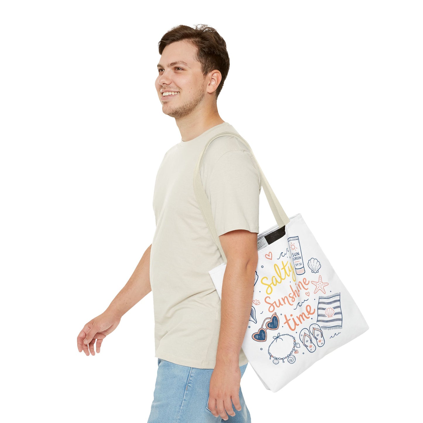 Beach Vibes Tote — "Salty Sunshine Time" Summer Beach Bag