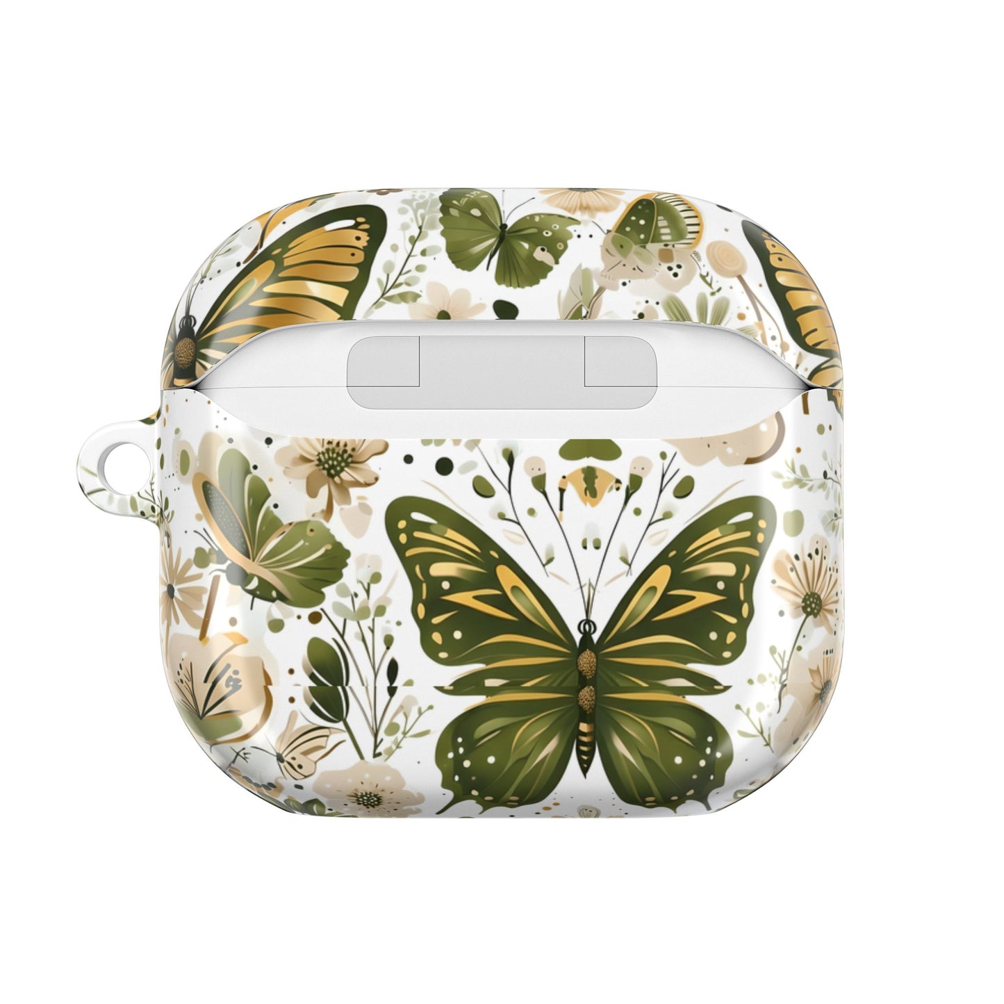 Olive Green Butterfly Floral AirPod Case — Decorative Charging Case