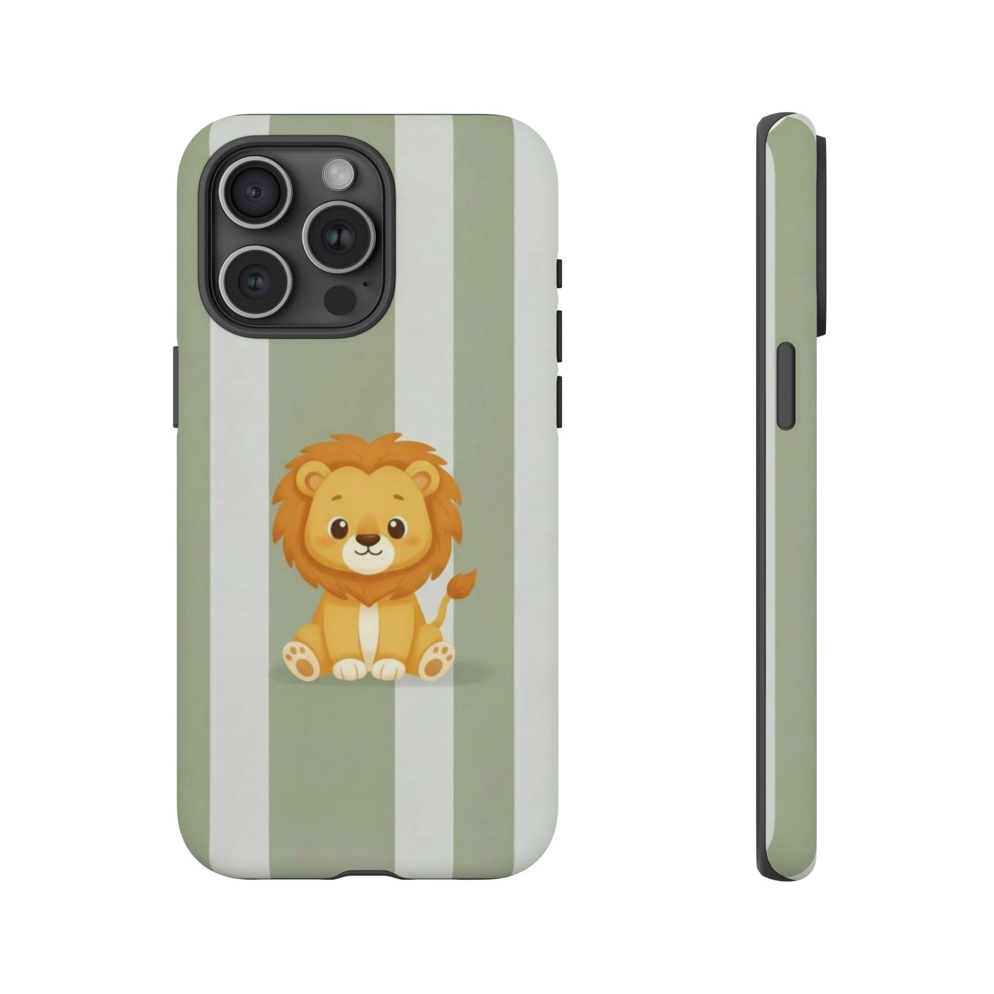 Baby Lion Phone Case — Olive green Striped Protective Design Cover
