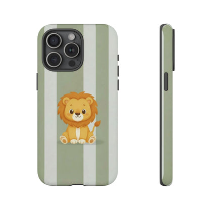 Baby Lion Phone Case — Olive green Striped Protective Design Cover