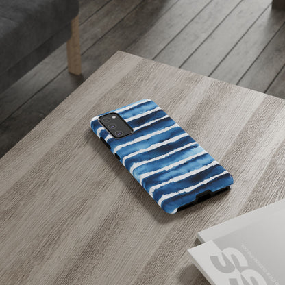 Blue & White Watercolor Stripe Tough Case