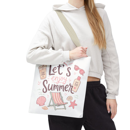 Let's Enjoy Summer Tote Bag — Beach Chair & Seashell Graphic
