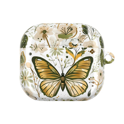 Olive Green Butterfly Floral AirPod Case — Decorative Charging Case