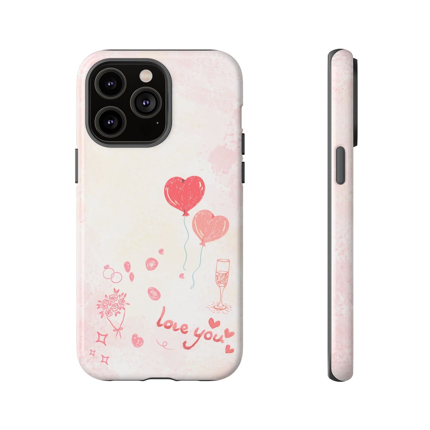 Valentine Heart Balloons Phone Case — "Love You" Romantic Protective Design Cover