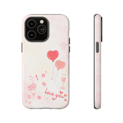 Valentine Heart Balloons Phone Case — "Love You" Romantic Protective Design Cover