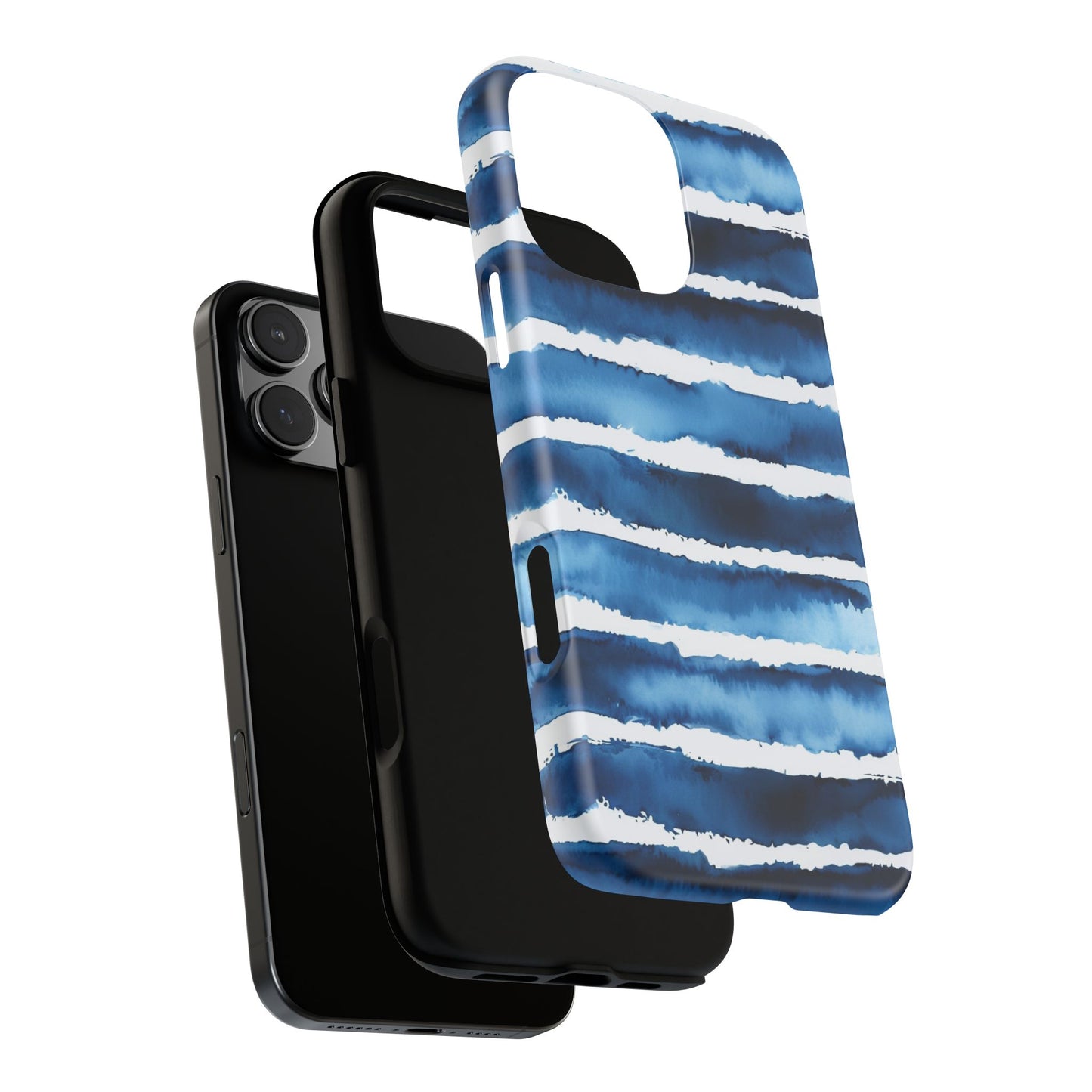 Blue & White Watercolor Stripe Tough Case