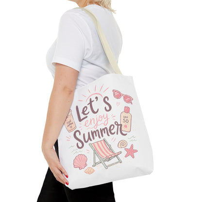 Let's Enjoy Summer Tote Bag — Beach Chair & Seashell Graphic