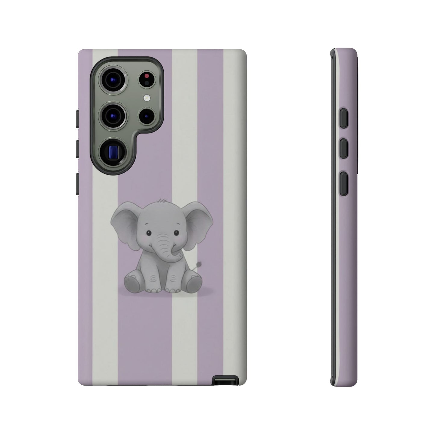 Baby Elephant Phone Case — Soft Purple Striped Protective Design Cover