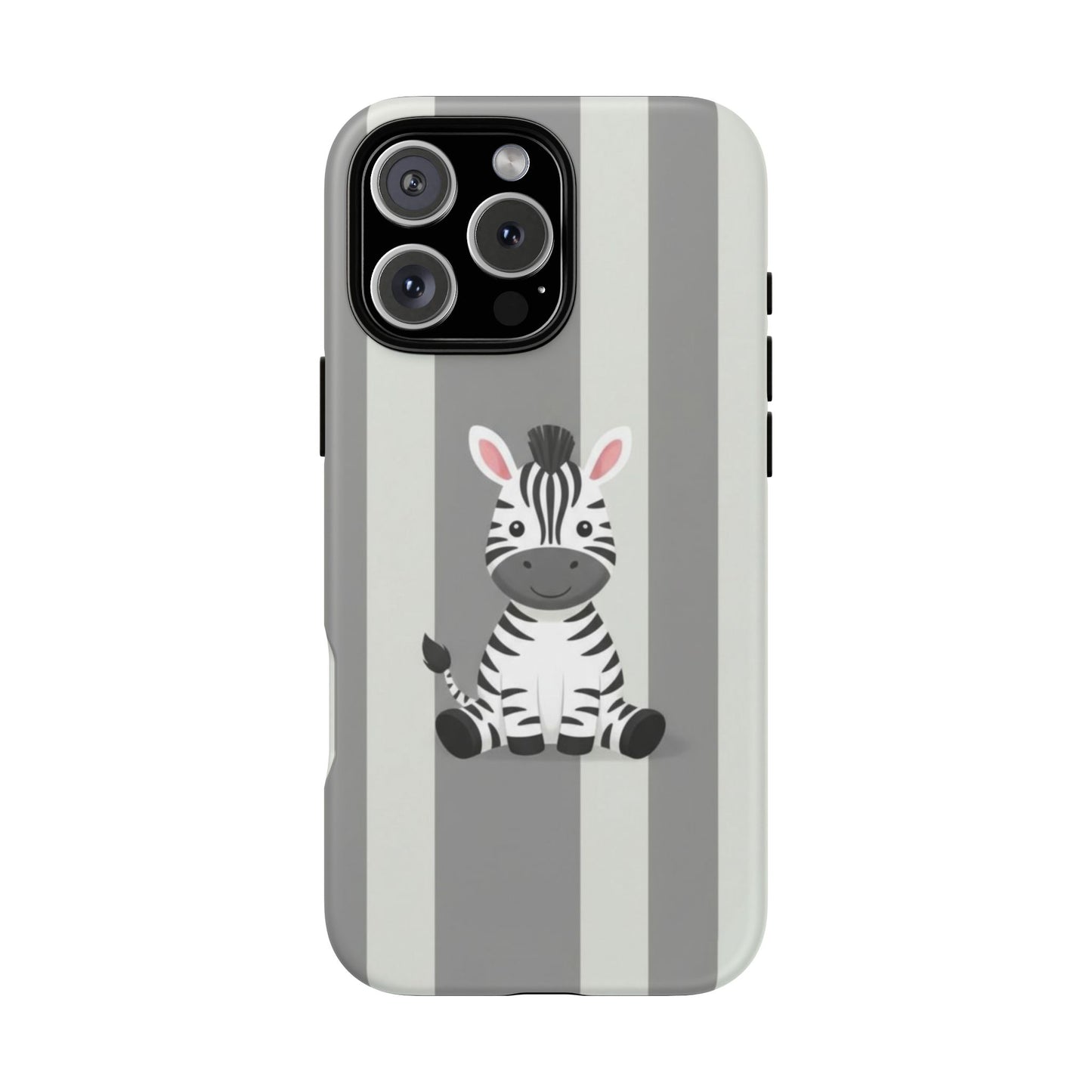 Baby Zebra Phone Case — Soft Grey Striped Protective Design Cover