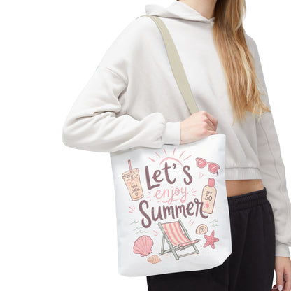 Let's Enjoy Summer Tote Bag — Beach Chair & Seashell Graphic