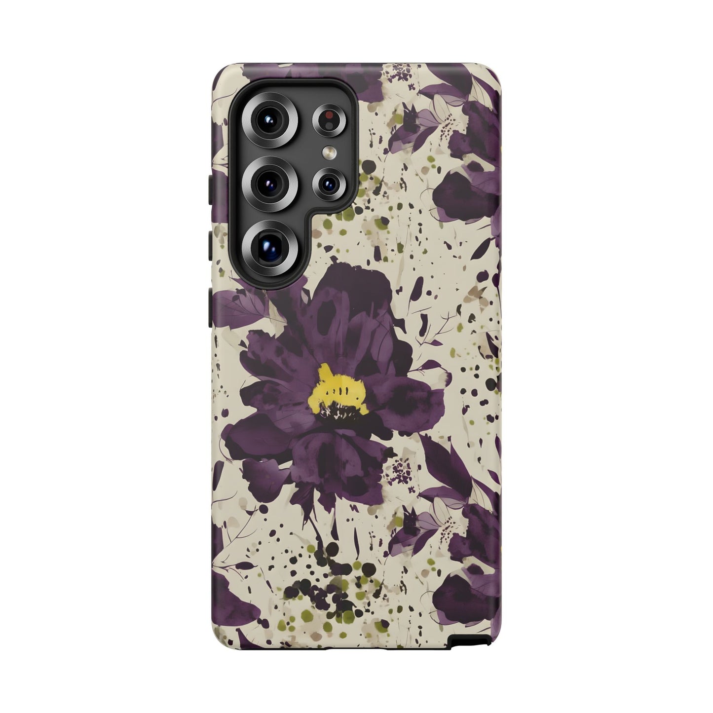 Royral Purple Watercolor Floral Phone Case — Seamless Pastel Flower Protective Design Cover