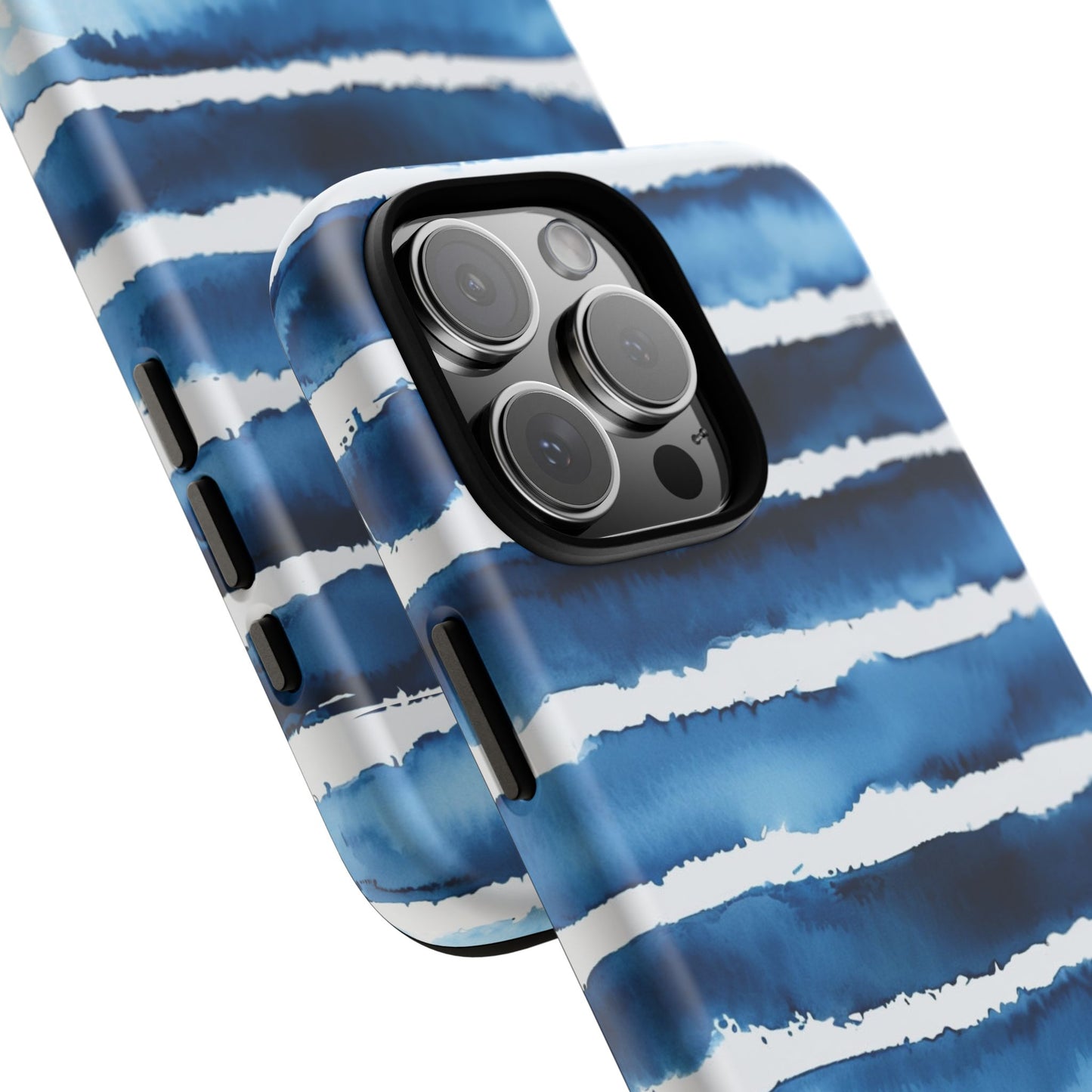 Blue & White Watercolor Stripe Tough Case