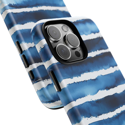 Blue & White Watercolor Stripe Tough Case