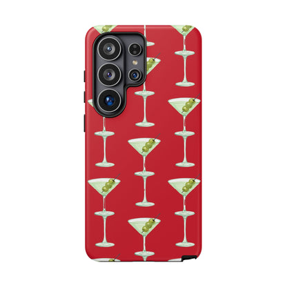 Martini Pattern Tough Case — Dark Red Cocktail Phone Cover
