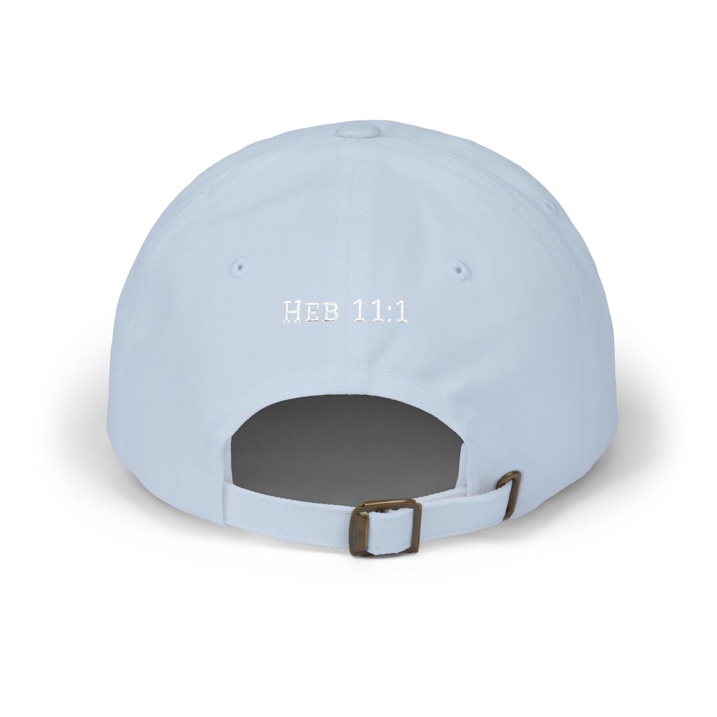 Faith Dad Cap — 'faith.' Front with Heb 11:1 Back Embroidered Baseball Hat