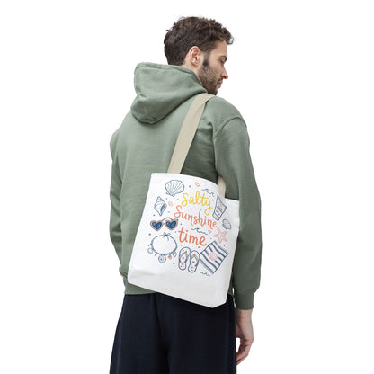 Beach Vibes Tote — "Salty Sunshine Time" Summer Beach Bag